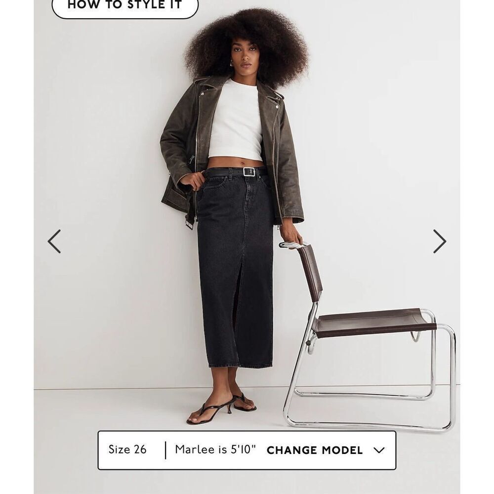 $98 Madewell NWT Denim Mid-Rise Maxi Skirt in Lunar Wash size 33 m2